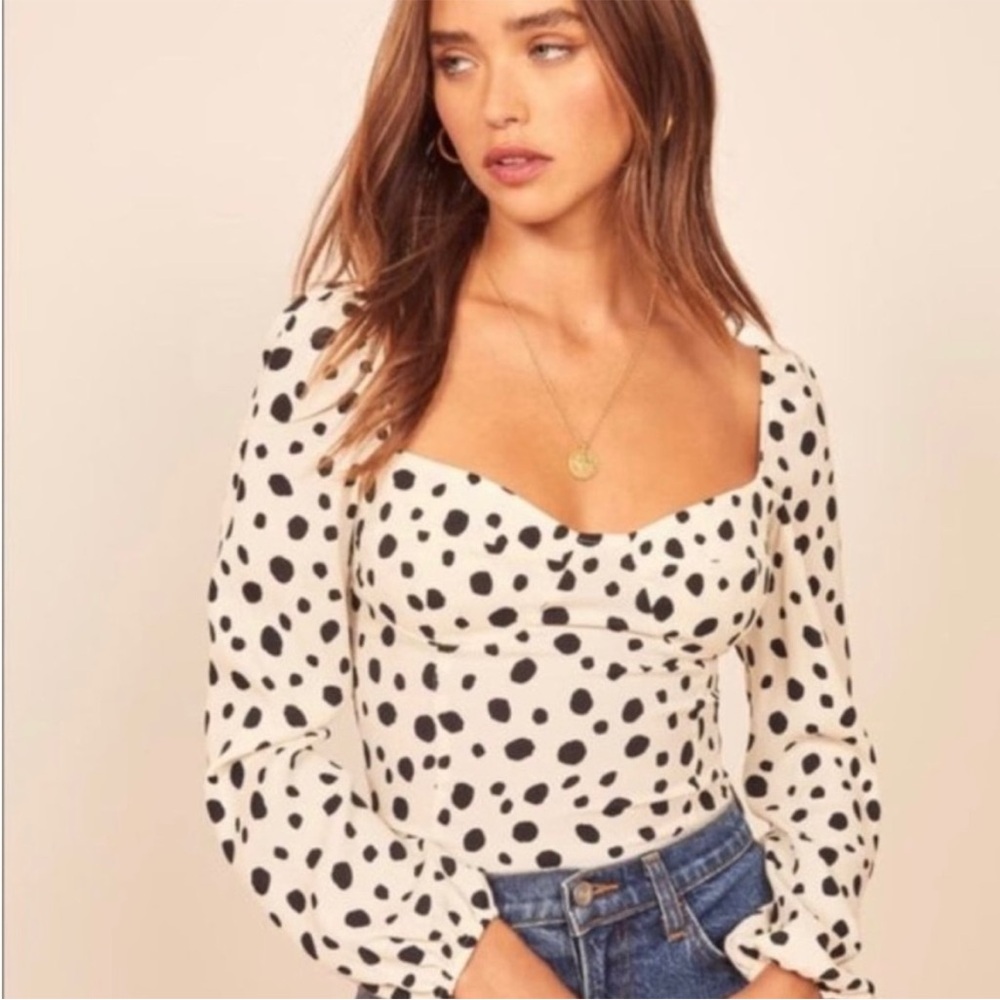 Reformation Cream Fitted Bustier Blouse